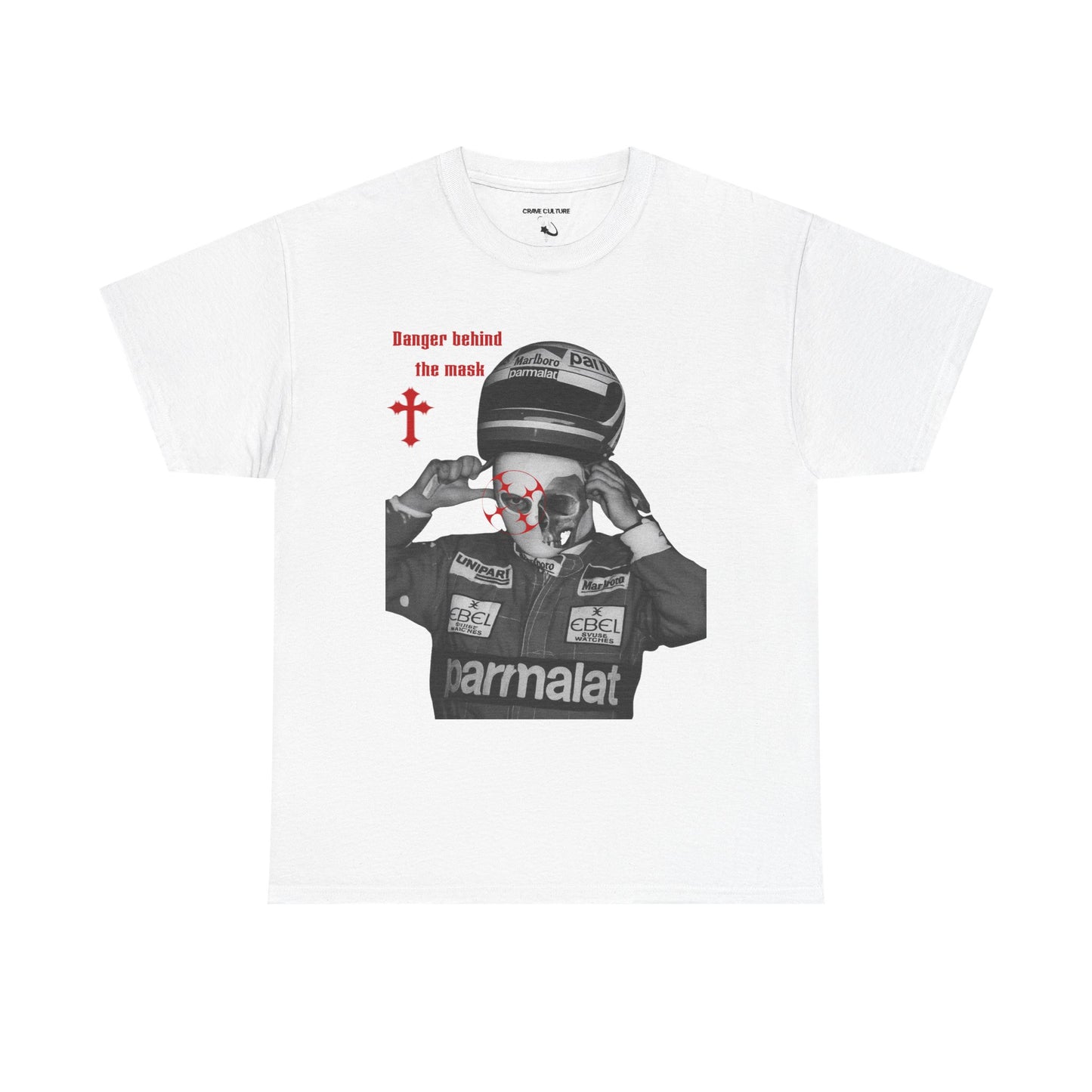 "Danger Behind the Mask" graphic tee