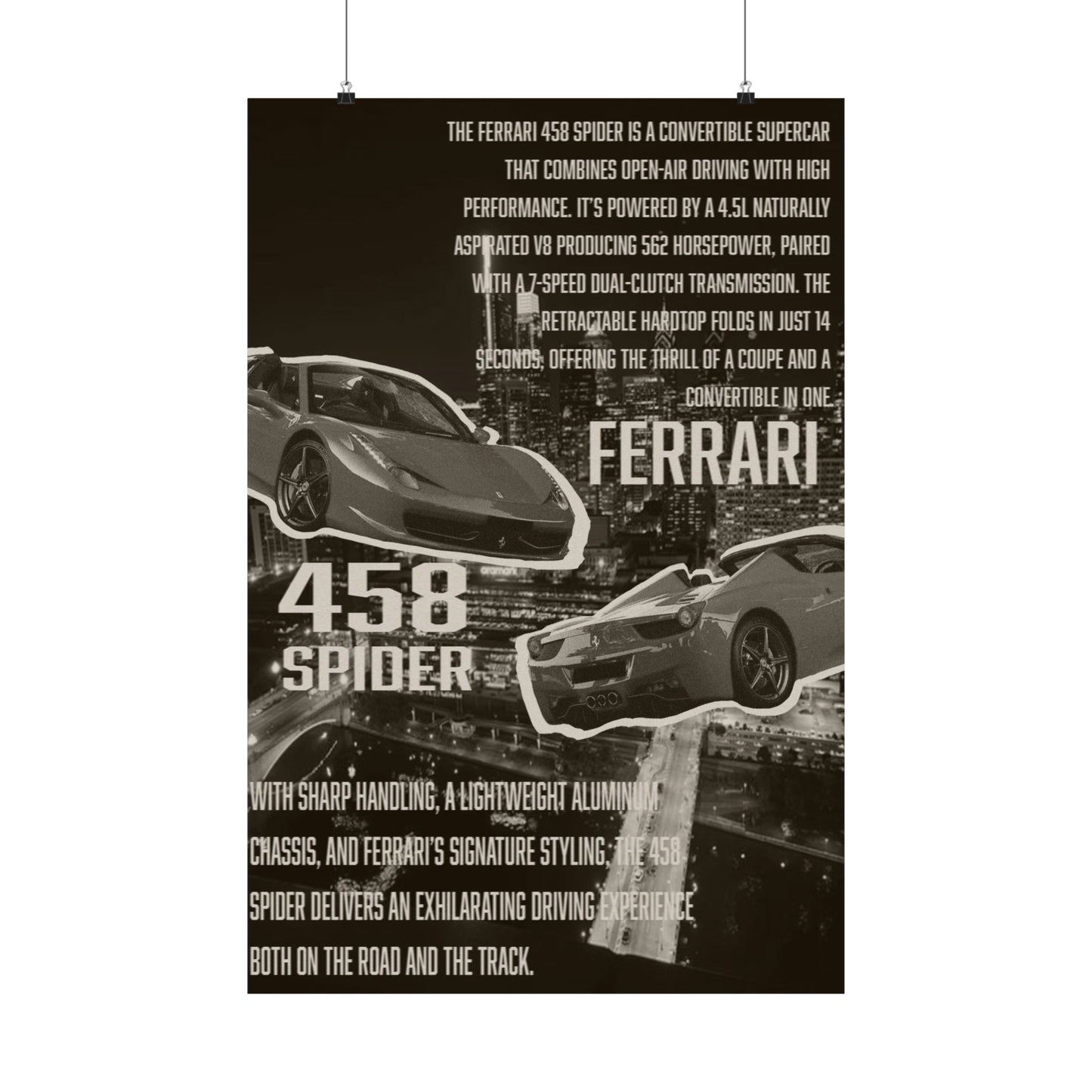 Ferrari 458 spider poster